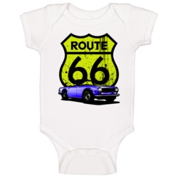 Blue 1969 Triumph Tr6 Route 66 Warning Sign Cool Car Baby One Piece