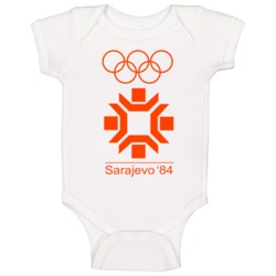 Sarajevo Winter 1984 Olympics Retro Logo World Olympiad Event Baby One Sarajevo Winter 1984 Olympics Retro Logo World Olympiad Event Baby One