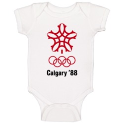 Calgary Winter 1988 Olympics Retro Logo World Olympiad Event Baby One Calgary Winter 1988 Olympics Retro Logo World Olympiad Event Baby One