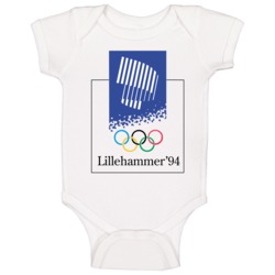 Lillehammer Winter 1994 Olypics Retro Logo World Olympiad Baby One Pie Lillehammer Winter 1994 Olypics Retro Logo World Olympiad Baby One Pie