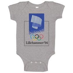 Lillehammer Winter 1994 Olypics Retro Logo World Olympiad Fan Baby One Lillehammer Winter 1994 Olypics Retro Logo World Olympiad Fan Baby One