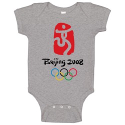 Beijing Summer 2008 Olypics Retro Logo World Olympiad Fan Baby One Pie Beijing Summer 2008 Olypics Retro Logo World Olympiad Fan Baby One Pie