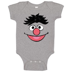 Ernie Face Sesame Street Character Face Halloween Baby One Piece Ernie Face Sesame Street Character Face Halloween Baby One Piece