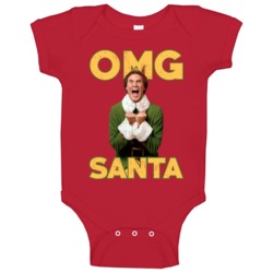 Elf Omg Santa Funny Christmasmovie Fan Worn Look Baby One Piece