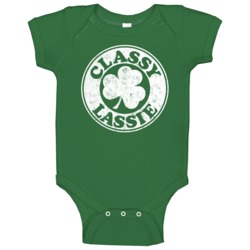 Classy Lassie St Patrick's Day Worn Look Baby One Piece Classy Lassie St Patrick's Day Worn Look Baby One Piece