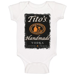 Tito's Handmade Vodka Logo Bottle Label Drinking Booze Party Baby One Tito's Handmade Vodka Logo Bottle Label Drinking Booze Party Baby One