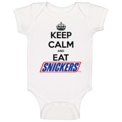Keep Calm And Eat Snickers Chocolate Bar Baby One Piece Keep Calm And Eat Snickers Chocolate Bar Baby One Piece