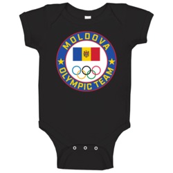 Moldova Winter Olympic Team Pyeongchang 2018 Round Logo Baby One Piece Moldova Winter Olympic Team Pyeongchang 2018 Round Logo Baby One Piece