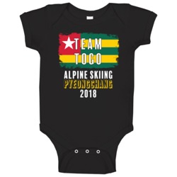 Team Flag Togo Alpine Skiing Pyeongchang 2018 Olympic Baby One Piece Team Flag Togo Alpine Skiing Pyeongchang 2018 Olympic Baby One Piece