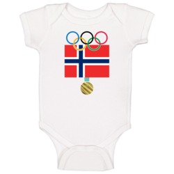 Norway Pyeongchang 2018 Winter Olympics Flag Gold Medal Baby One Piece Norway Pyeongchang 2018 Winter Olympics Flag Gold Medal Baby One Piece