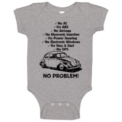 1965 Volkswagen Beetle No Problem Vintage Car Baby One Piece 1965 Volkswagen Beetle No Problem Vintage Car Baby One Piece