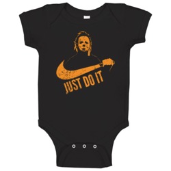 Just Do It Michael Myers Halloween Swoosh Logo Parody Baby One Piece Just Do It Michael Myers Halloween Swoosh Logo Parody Baby One Piece