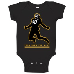 Turn Down For Tj Watt Fan Silhoutte Baby One Piece Turn Down For Tj Watt Fan Silhoutte Baby One Piece