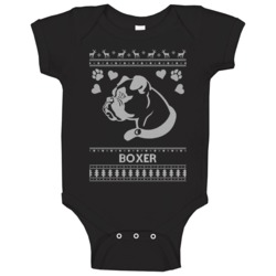 Boxer Dog Owner Lover Ugly Christmas Sweater Baby One Piece Boxer Dog Owner Lover Ugly Christmas Sweater Baby One Piece