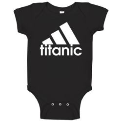 Titanic Adidas Logo Parody Cruise Ship Smoke Stacks Baby One Piece Titanic Adidas Logo Parody Cruise Ship Smoke Stacks Baby One Piece