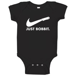 Just Bobbit 90s Lorena Bobbit Nike Parody Baby One Piece Just Bobbit 90s Lorena Bobbit Nike Parody Baby One Piece