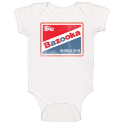 Bazooka Bubble Chewing Gum Logo Candy Retro Worn Look Baby One Piece Bazooka Bubble Chewing Gum Logo Candy Retro Worn Look Baby One Piece