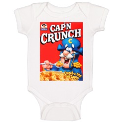 Quaker Cap'n Crunch Kids Breakfast Cereal Box Logo Baby One Piece Quaker Cap'n Crunch Kids Breakfast Cereal Box Logo Baby One Piece