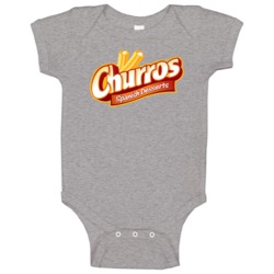 Churros Spanish Dessert Company Brand Logo Raglan Baby One Piece Churros Spanish Dessert Company Brand Logo Raglan Baby One Piece