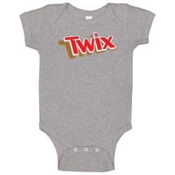 Twix Chocolate Candy Bar Brand Logo Raglan Baby One Piece Twix Chocolate Candy Bar Brand Logo Raglan Baby One Piece