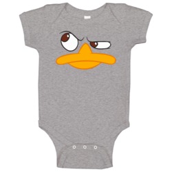 Perry The Platypus Face Cartoon Tv Show Raglan Baby One Piece Perry The Platypus Face Cartoon Tv Show Raglan Baby One Piece