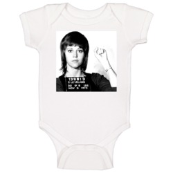 Jane Fonda Celebrity Mugshot Vintage Grunge Look Fan Baby One Piece Jane Fonda Celebrity Mugshot Vintage Grunge Look Fan Baby One Piece
