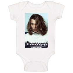 Johnny Depp Celebrity Mugshot Vintage Grunge Look Fan Baby One Piece Johnny Depp Celebrity Mugshot Vintage Grunge Look Fan Baby One Piece
