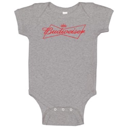 Budweiser American Beer Logo Label Drinking Raglan Baby One Piece Budweiser American Beer Logo Label Drinking Raglan Baby One Piece