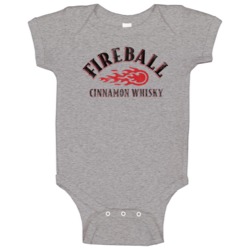Fireball Cinnamon Whiskey Logo Label Drinking Raglan Baby One Piece Fireball Cinnamon Whiskey Logo Label Drinking Raglan Baby One Piece
