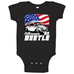 Black And White 1965 Volkswagen Beetle Car Lover Baby One Piece