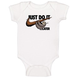 Just Do It Later Funny Sloth Swash Logo Mashup Parody Baby One Piece Just Do It Later Funny Sloth Swash Logo Mashup Parody Baby One Piece