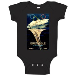 Grenoble France 1968 Olympics Poster Baby One Piece Grenoble France 1968 Olympics Poster Baby One Piece