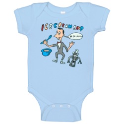 Pee Wee Herman And Conky Ice Cream Soup Baby One Piece Pee Wee Herman And Conky Ice Cream Soup Baby One Piece