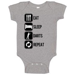 Eat Sleep Darts Repeat Sport Silhouette Baby One Piece Eat Sleep Darts Repeat Sport Silhouette Baby One Piece