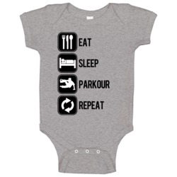 Eat Sleep Parkour Repeat Sport Silhouette Baby One Piece Eat Sleep Parkour Repeat Sport Silhouette Baby One Piece