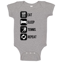Eat Sleep Tennis Repeat Sport Silhouette Baby One Piece Eat Sleep Tennis Repeat Sport Silhouette Baby One Piece