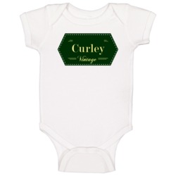 Curley Vintage Label Name Baby One Piece Curley Vintage Label Name Baby One Piece