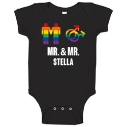 Mr And Mr Stella Last Name Gay Pride Baby One Piece Mr And Mr Stella Last Name Gay Pride Baby One Piece