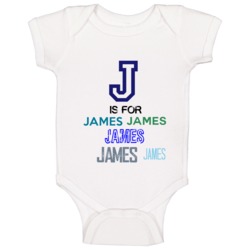 J Is For James Cool Personalized Name Alphabet Collage Baby One Piece J Is For James Cool Personalized Name Alphabet Collage Baby One Piece