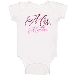 Mrs Mather Last Name Funny Baby One Piece Mrs Mather Last Name Funny Baby One Piece