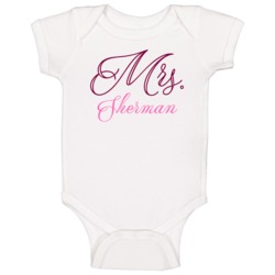 Mrs Sherman Last Name Funny Baby One Piece Mrs Sherman Last Name Funny Baby One Piece