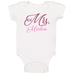 Mrs Merkin Last Name Funny Baby One Piece Mrs Merkin Last Name Funny Baby One Piece