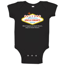 What Happens At Uncle Omar House Las Vegas Parody Party Baby One Piece What Happens At Uncle Omar House Las Vegas Parody Party Baby One Piece