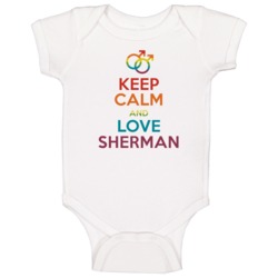 Keep Calm And Love Sherman Gay Pride Lgbt Baby One Piece Keep Calm And Love Sherman Gay Pride Lgbt Baby One Piece