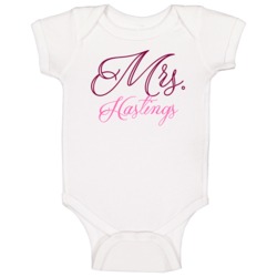 Mrs Hastings Last Name Funny Baby One Piece Mrs Hastings Last Name Funny Baby One Piece