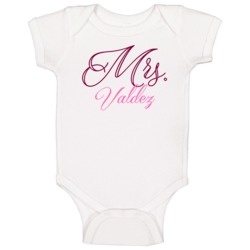 Mrs Valdez Last Name Funny Baby One Piece Mrs Valdez Last Name Funny Baby One Piece