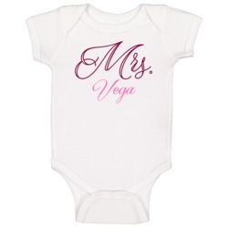 Mrs Vega Last Name Funny Baby One Piece Mrs Vega Last Name Funny Baby One Piece