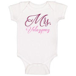 Mrs Velazquez Last Name Funny Baby One Piece Mrs Velazquez Last Name Funny Baby One Piece