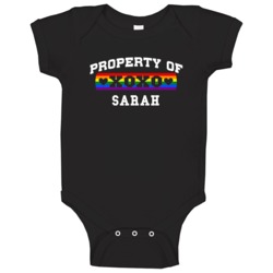 Property Of Sarah Pride Name Baby One Piece Property Of Sarah Pride Name Baby One Piece