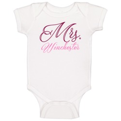 Mrs Winchester Last Name Funny Baby One Piece Mrs Winchester Last Name Funny Baby One Piece